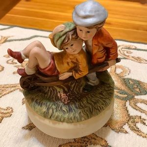 Vintage musical ceramic wind up, 2 kids playing with wheel barrel, 🎶 Lov…